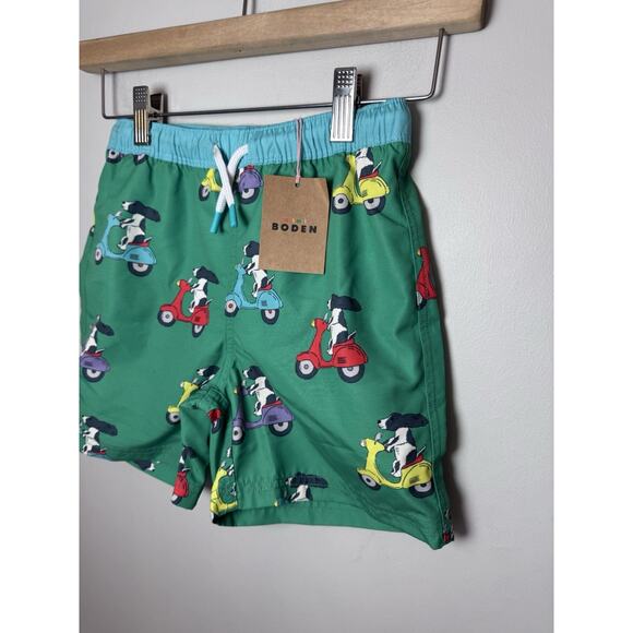MINI BODEN Kids' Print Swim Trunks In Green Puppy Scooter Sz 7/8 NWT - Picture 10 of 11